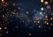 Golden particles scattered on dark background, perfect for festive designs