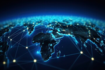 Poster - Network wave in earth with glowing point