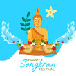 Happy Songkran Festival with Buddha Colorful background