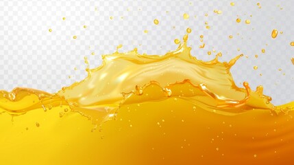 Wall Mural - Water splash or juice splash isolated on transparent background. Modern realistic liquid waves of oil, soda or honey, orange juice, mango juice, mango pulp, mango juice, and orange juice falling and