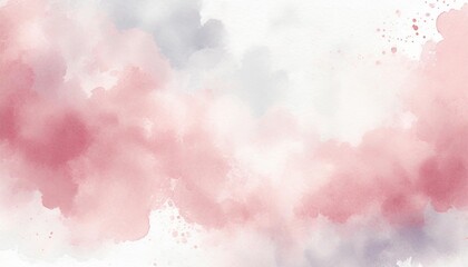 Wall Mural - Artistic periwinkle, pink and white watercolor background with abstract cloudy sky concept. Grunge abstract paint splash artwork illustration. Beautiful abstract fog cloudscape wallpaper.