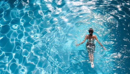 Wall Mural - A woman is swimming in a pool