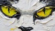 A painting, it shows a close-up of a cat's face with the angry, aggressive look of a predator. Illustration for cover, card, postcard, interior design, poster, brochure or presentation.