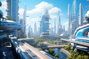 Poster - Futuristic modern city with high end technology and buildings