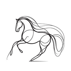 Wall Mural - Continuous single line drawing. Horse logo