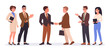 © GreenSkyStudio - Business deal handshake. Office colleagues shaking hands, male business people handshake surrounded by applauding team flat vector illustration. Business agreement handshake