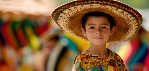 Wall Mural - A local boy at the Cinco de Mayo event smiled at the camera.
