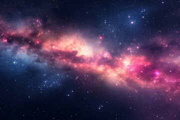 Wall Mural - This photo captures a breathtaking space scene, featuring numerous stars illuminating the darkness, Cartoonish depiction of colorful Milky Way galaxy, AI Generated