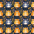 Cute Hamsters Surrounded by Floral Elements Pattern.