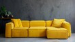 Living Room With Yellow Couch and Two Chairs