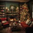 In a cosy, festively decorated room, a charming holiday display steals the spotlight. Ai generated