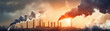 Smokestacks emitting large amounts of carbon dioxide, industrial background, visual representation of human impact on global warming