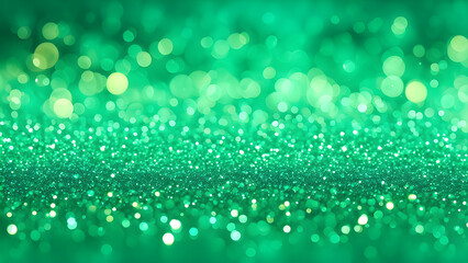 Wall Mural - green glitter christmas abstract background with bokeh defocused lights