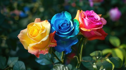 Wall Mural - Distinctive and lovely colored roses for your garden