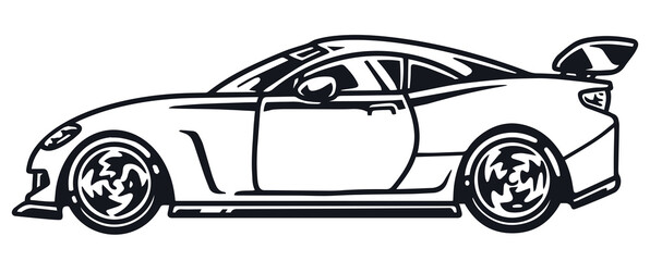 Sticker - Fast car vintage emblem monochrome