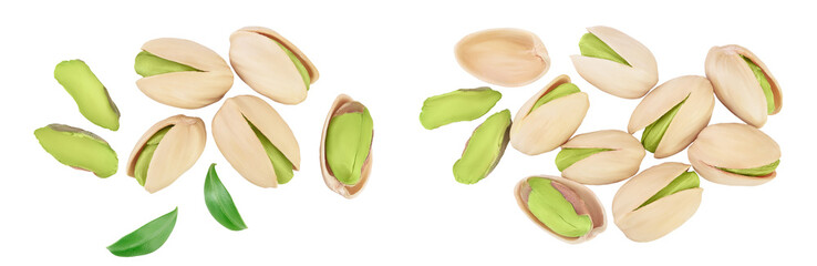 Poster - pistachio isolated on white background with full depth of field. Top view. Flat lay