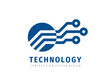 Electronic technology logo design. Digital connection chip sign. Network communication concept symbol. Database icon. Blockchain futuristic symbol. 