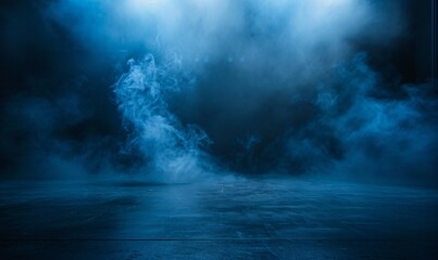  Dark blue background with fog and smoke 