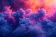 Bluish smoke cloud of colored powder images, in the style of bright orange, purple and blue colors