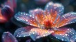 Tiny raindrops clinging to the silky petals of a blooming flower, creating a mesmerizing mosaic of light and color.
