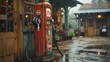 Vintage gas station, generated with AI