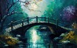 panel wall art, watercolour Mystical Bridge to Spiritual Realms, painting texture with oil brushstroke,
