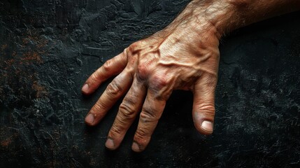 Canvas Print - A close up of a man's hand with wrinkled skin, AI