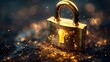 Golden Digital Lock: The Essence of Cyber Protection. Concept Cyber Security, Digital Encryption, Data Privacy, Technology Protection