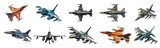 Fototapeta  - Military fighter jets in flight formation cut out png on transparent background