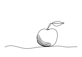 Wall Mural - Apple. One line drawing vector illustration.