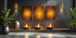 Brennende Kerzen als Wandbild im Querformat für Banner, ai generativ