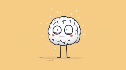 Wall Mural - A cartoon brain with eyes and a mouth on the side, AI