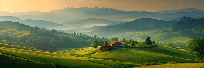 Wall Mural - Green hills and beautiful blue sky