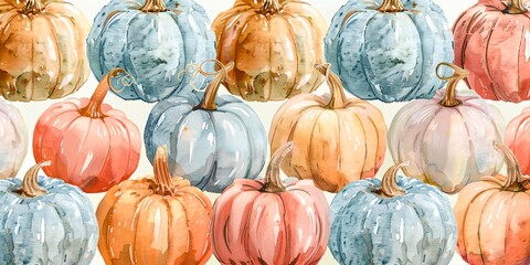 pumpkins watercolor, thanksgiving background