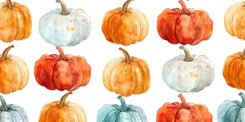 Pumpkins watercolor, Thanksgiving background