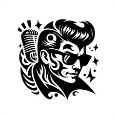 Wall Mural - rock and roll; rockabilly in modern tribal tattoo, abstract line art of people, minimalist contour. Vector