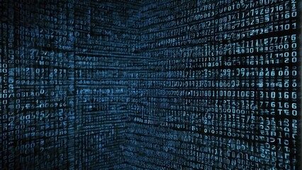 Intricate Blue Digital Binary Data Display