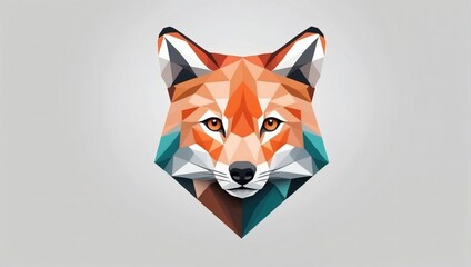 Wall Mural - Fox animal abstract illustration minimalistic geometric background.