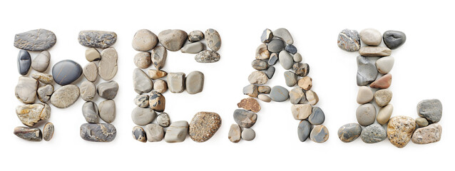 Wall Mural - Heal Text Made of Stones Isolated on White Background