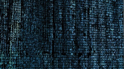 Intricate Blue Digital Binary Data Display
