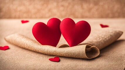 Sticker - red heart on a wooden background