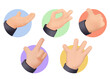 Hand gestures 3D. Vector illustrations of communication, expression of opinion, social network signs. Creative concepts for graphic and web design, social media banner, business, 3D icons set