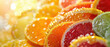 Fresh citrus fruits with vivid colors and drops