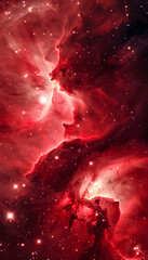 Wall Mural - Red Nebula Galaxy Space