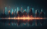 Fototapeta  - futuristic city over the sea artwork at night, 4k wallpaper