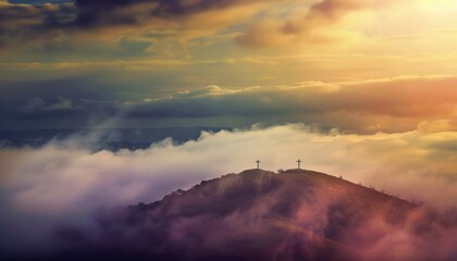 The Christianity themed with a dramatic beautiful of light vibrant background. Beautiful clouds, symbolizes humanity's hope for salvation