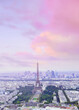 Sunset Eiffel tower and Paris city view form Montparnasse. Sunset romantic background. Eiffel Tower from Champ de Mars, Paris, France