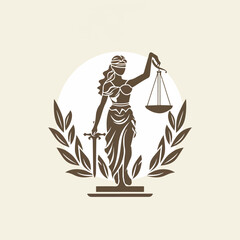 Wall Mural - Lady justice in cartoon, doodle style. Image for t-shirt, web, mobile apps and ui. Isolated 2d vector illustration in logo, icon, sketch style, Eps 10. AI Generative