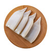 Fresh body squids on cutting board isolated on a white background. Top view.