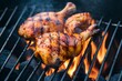 Grilling chicken pieces over coal fire for delicious barbecue